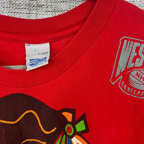 CHICAGO BLACKHAWKS | Vintage Jersey All-Over Print Tee | LARGE - Picture 4 of 4